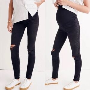 Madewell Black Distressed Maternity Skinny Jeans